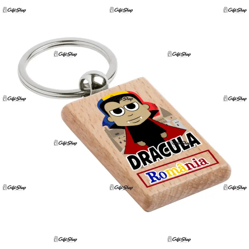 Dracula, romania, breloc din lemn, model 002